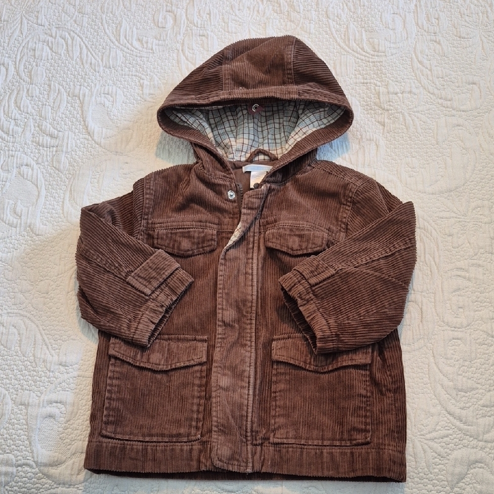 Janie and Jack boys 12 - 24 months light brown corduroy zip up jacket VGUC